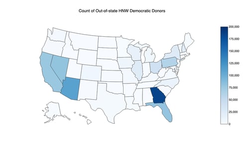 Count of Out of State HNW Democrat Donors